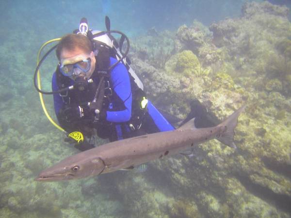 Mikey and 'Bob' the Barracuda, Florida, 2004